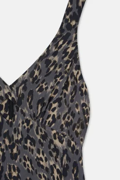 Silbon Vestidos-Vestido longo com estampado animal Azul