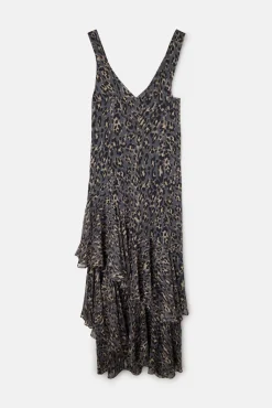 Silbon Vestidos-Vestido longo com estampado animal Azul