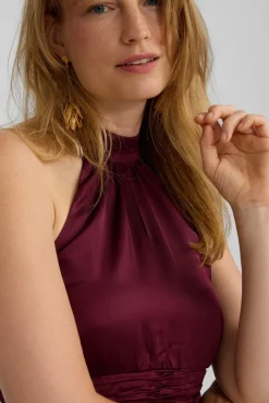 Silbon Vestidos-Vestido longo de capa de cetim Granada