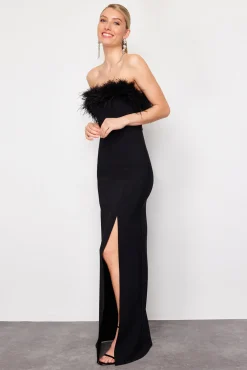 Trendyol Vestidos-Vestido longo de honra até o chão preto