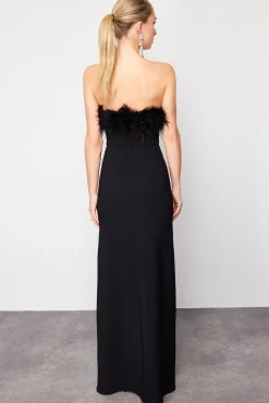 Trendyol Vestidos-Vestido longo de honra até o chão preto