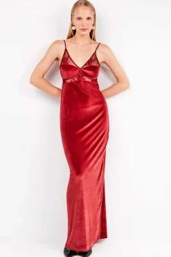 Gisela Vestidos-Vestido longo de veludo com caimento fluido e sofisticado vermelho