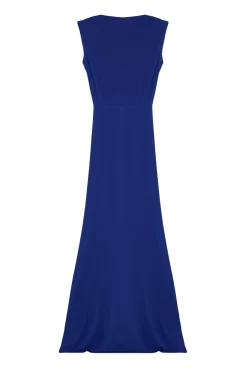 Trendyol Vestidos-Vestido longo drapeado azul