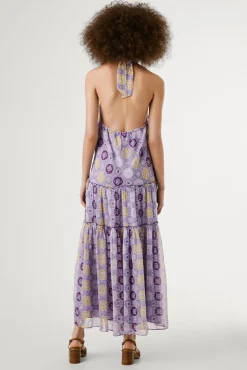 Pepe Jeans Vestidos-Vestido longo e fluído estampado, mangas. rosa