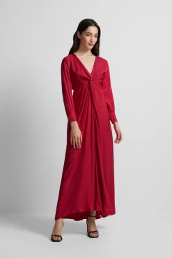 Silbon Vestidos-Vestido longo em jacquard com nó Vermelho