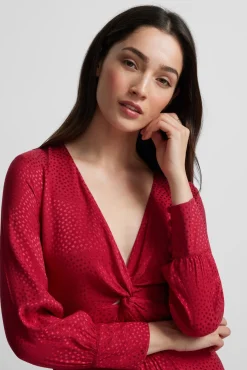 Silbon Vestidos-Vestido longo em jacquard com nó Vermelho