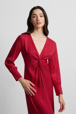 Silbon Vestidos-Vestido longo em jacquard com nó Vermelho