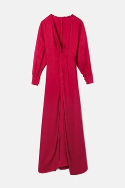 Silbon Vestidos-Vestido longo em jacquard com nó Vermelho