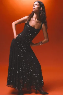 Pedro del Hierro Vestidos-Vestido longo espelhado Preto