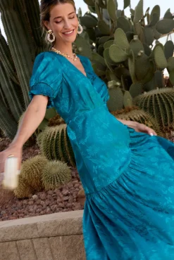 Polín Et Moi Vestidos-Vestido longo estampado Azul