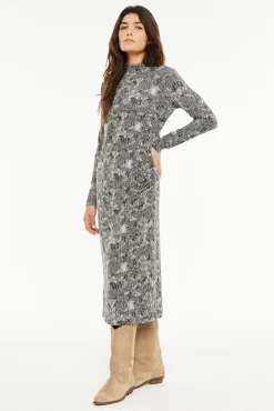 System Action Vestidos-Vestido longo estampado preto