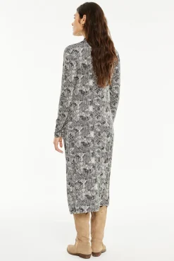 System Action Vestidos-Vestido longo estampado preto