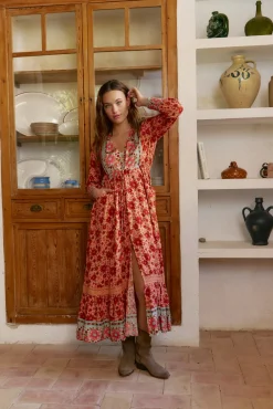 Jaase Vestidos-Vestido longo estampado Arlo da Lilliana Laranja