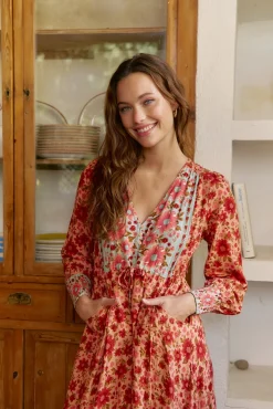 Jaase Vestidos-Vestido longo estampado Arlo da Lilliana Laranja