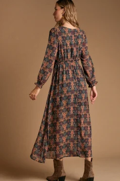 Polín Et Moi Vestidos-Vestido longo estampado esmeralda Multicolorido