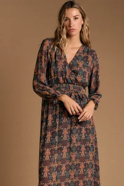 Polín Et Moi Vestidos-Vestido longo estampado esmeralda Multicolorido