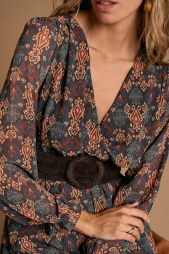 Polín Et Moi Vestidos-Vestido longo estampado esmeralda Multicolorido