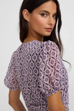 Silbon Vestidos-Vestido longo estampado franzido Granada