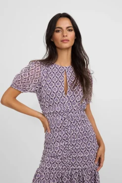 Silbon Vestidos-Vestido longo estampado franzido Granada