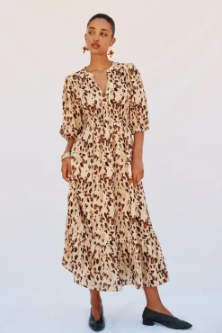 Cortefiel Vestidos-Vestido longo estampado justo Multicolorido