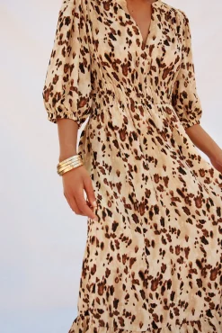 Cortefiel Vestidos-Vestido longo estampado justo Multicolorido