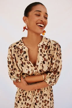 Cortefiel Vestidos-Vestido longo estampado justo Multicolorido