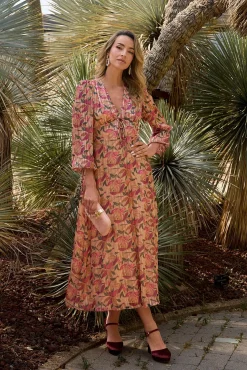 Polín Et Moi Vestidos-Vestido longo floral Tostado