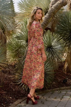 Polín Et Moi Vestidos-Vestido longo floral Tostado