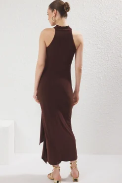 Trendyol Vestidos-Vestido longo justo cru