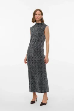 Vero Moda Vestidos-Vestido longo manga com glitter Cinzento