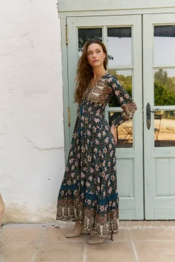 Jaase Vestidos-Vestido longo Sabrina com estampado de monarca Azul