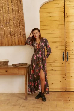 Jaase Vestidos-Vestido longo Sabrina com estampado de monarca Multicolorido