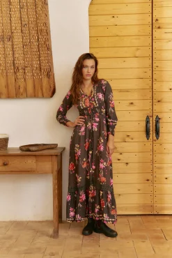 Jaase Vestidos-Vestido longo Sabrina com estampado de monarca Multicolorido