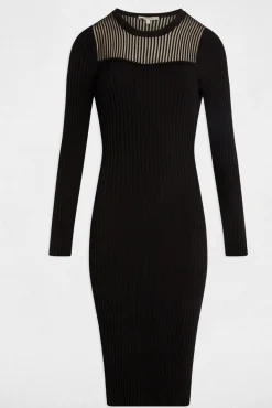 Morgan Vestidos-Vestido longo vazado Preto