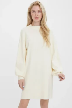 Vero Moda Vestidos-Vestido malha de manga comprida Tostado