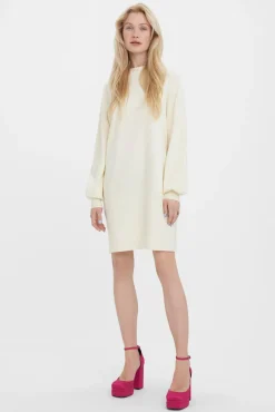 Vero Moda Vestidos-Vestido malha de manga comprida Tostado