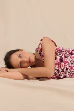 Slowlove Vestidos-Vestido malha estampado franzido Multicolorido