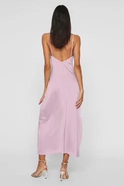 Vila Vestidos-Vestido midi acetinado Roxo