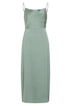 Vila Vestidos-Vestido midi acetinado Verde