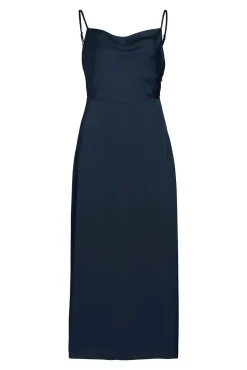 Vila Vestidos|Camisolas-Vestido midi acetinado Azul