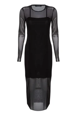 Trendyol Vestidos-Vestido midi ajustado preto