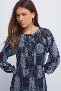 Springfield Vestidos-Vestido midi boho azul