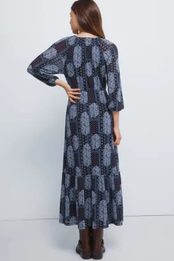 Springfield Vestidos-Vestido midi boho azul