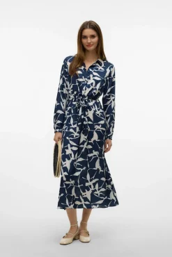 Vero Moda Vestidos-Vestido midi camiseiro Azul