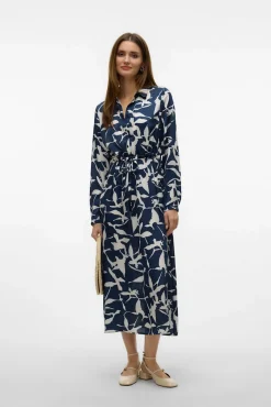 Vero Moda Vestidos-Vestido midi camiseiro Azul