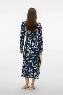 Vero Moda Vestidos-Vestido midi camiseiro Azul