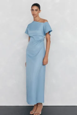 Pedro del Hierro Vestidos-Vestido midi com apliques assimétricos Azul