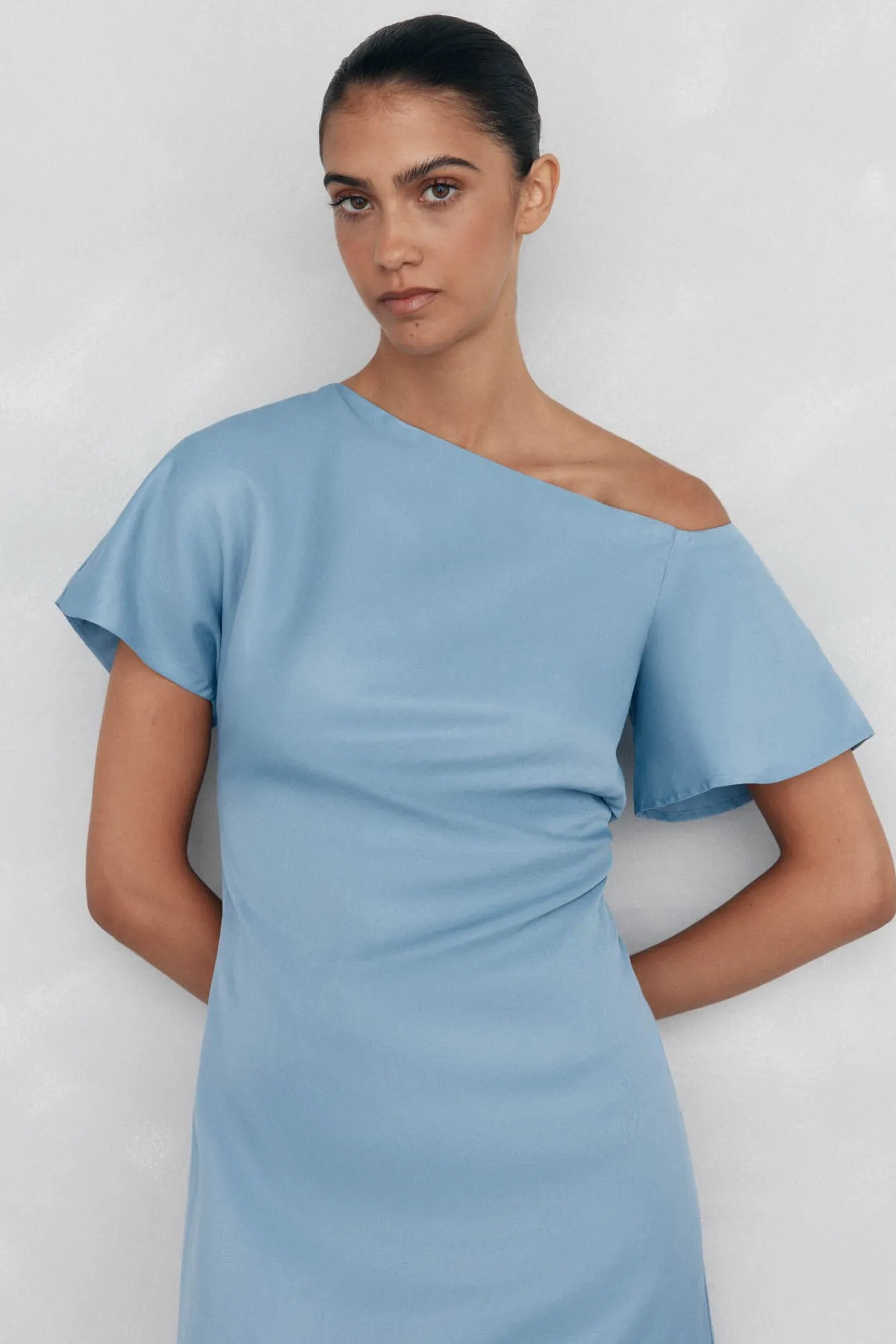 Pedro del Hierro Vestidos-Vestido midi com apliques assimétricos Azul