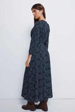 Springfield Vestidos-Vestido midi com cintura elástica azul