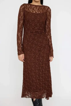 Trendyol Vestidos-Vestido midi com costas abertas cru